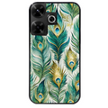Coque noire taperso pour POCO M6 4G avec motif paon plumes protection antichoc personnalisée