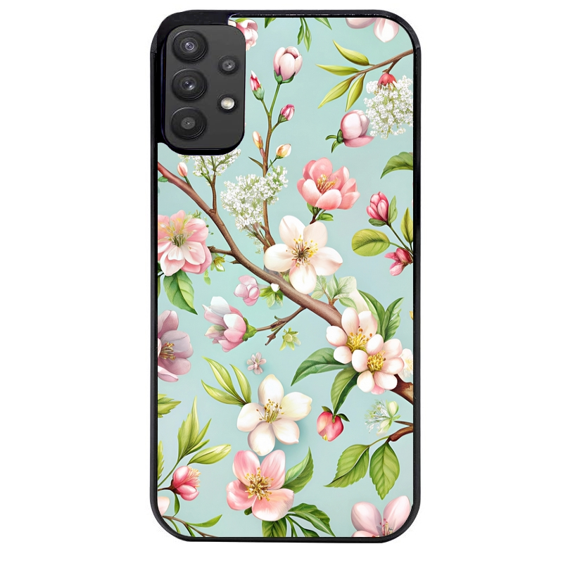Coque noire taperso pour galaxy A22 A32 A52 A52S 4G 5G  avec motif fleur de printemps protection antichoc personnalisée
