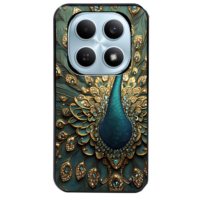 Coque noire taperso pour POCO M8 5G et PRO 5G avec motif paon mandala protection antichoc personnalisée