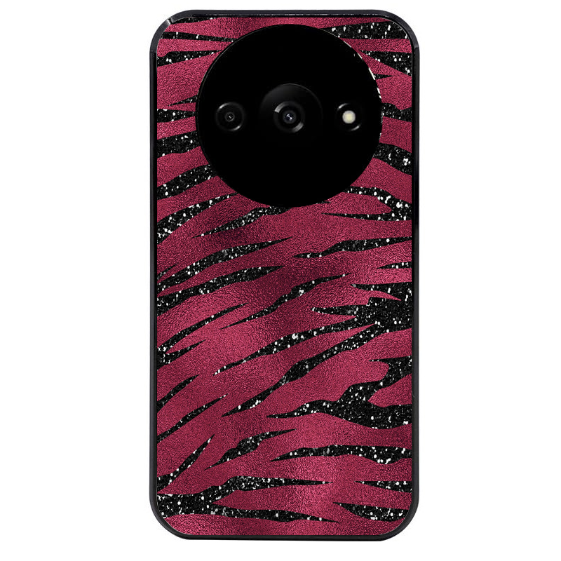Coque noire taperso pour Redmi A3 avec motif zebre grenat protection antichoc personnalisée
