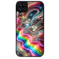 Coque noire taperso pour galaxy A22 A32 A52 A52S 4G 5G  avec motif marbre arc en ciel protection antichoc personnalisée
