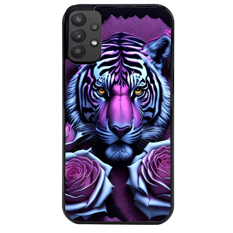 Coque noire taperso pour galaxy A22 A32 A52 A52S 4G 5G  avec motif tigre uv style manga protection antichoc personnalisée