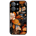Coque noire taperso pour POCO C85 avec motif fleur automne protection antichoc personnalisée