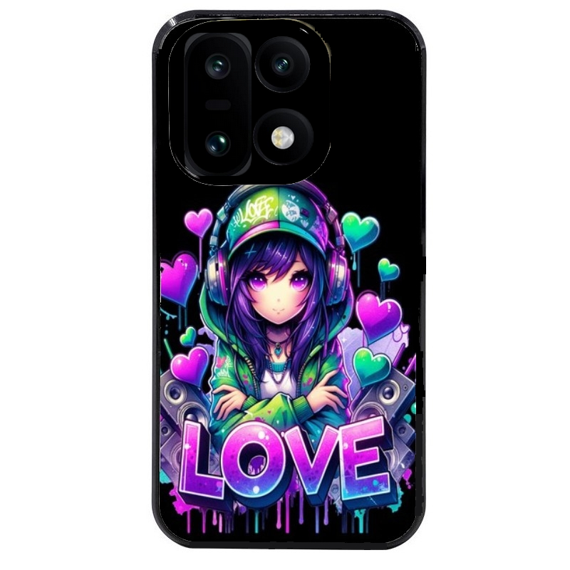 Coque noire taperso pour OnePlus 15 avec motif anime manga et love protection antichoc personnalisée