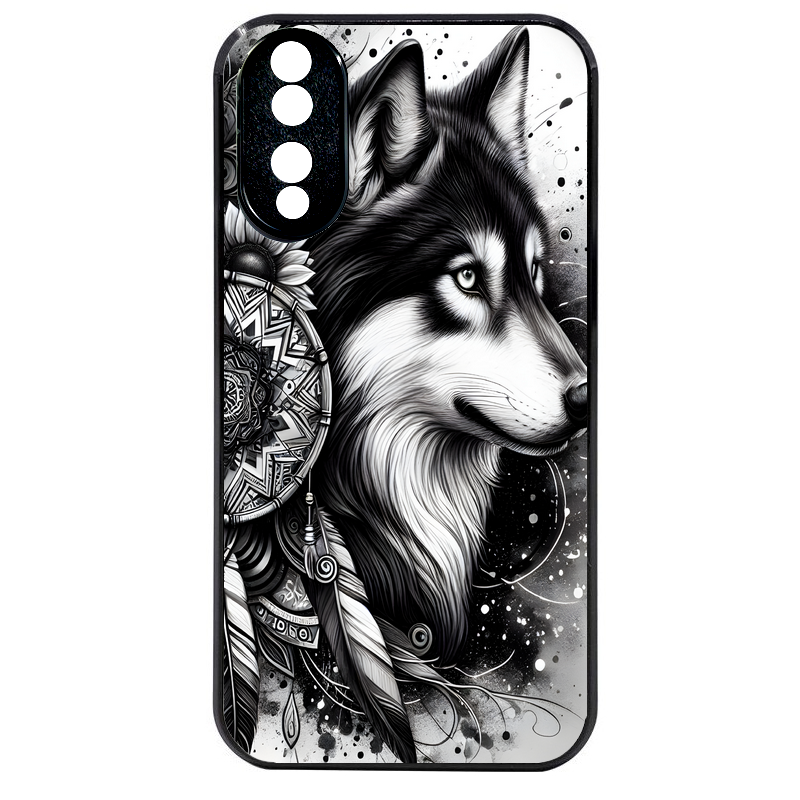 Coque noire taperso pour Honor 70 LITE 90 et LITE avec motif loup dreamcatcher protection antichoc personnalisée