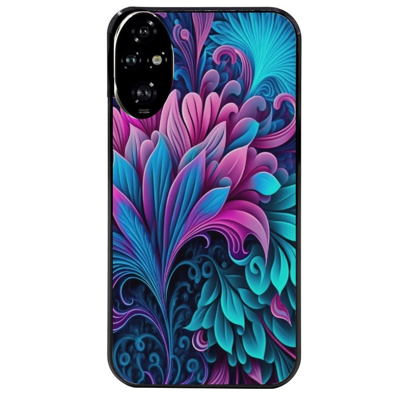 Coque noire taperso pour Honor 200 et Lite Pro Smart avec motif tropical violet et des fleurs protection antichoc personnalisée