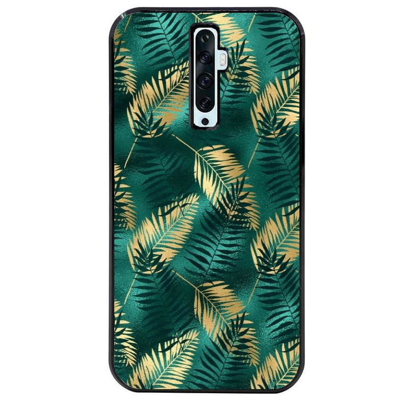 Coque noire taperso pour OPPO Reno 2 et 2Z avec motif palmier vert protection antichoc personnalisée