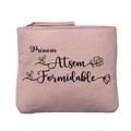 Porte monnaie personnalisé motif atsem formidable rose clair en feutrine en feutrine