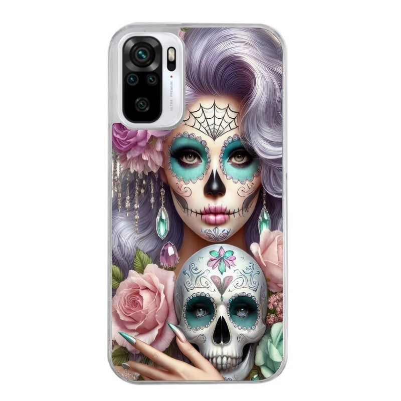 Coque taperso pour Redmi Note 10 4G 5G PRO 10S avec motif tete de mort calavera bijoux protection antichoc personnalisée