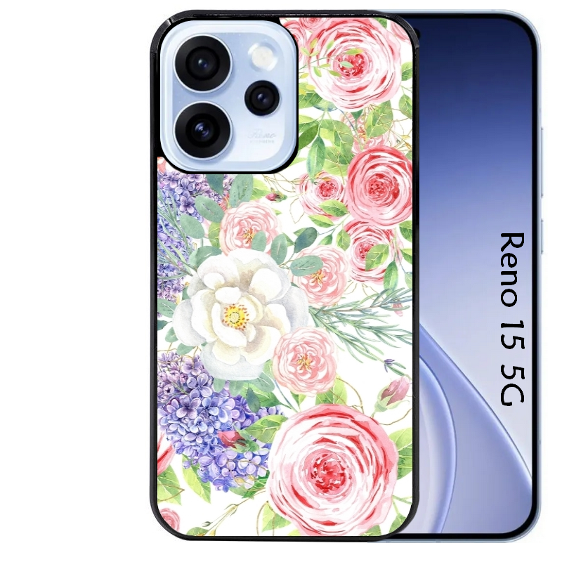 Coque noire taperso pour OPPO Reno 15 et F FS 5G avec motif fleur couleur pastel protection antichoc personnalisée