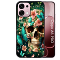Coque noire taperso pour OPPO A6 PRO 4G et 5G avec motif tete de mort skull printemps protection antichoc personnalisée