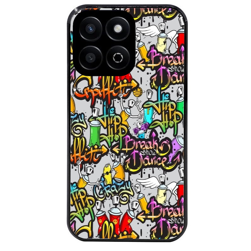Coque noire taperso pour Honor 200 et Lite Pro Smart avec motif tag et graffiti protection antichoc personnalisée