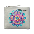 Porte monnaie personnalisé mandala ivoire en feutrine en feutrine ivoire