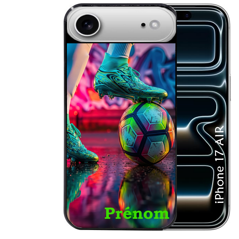 Coque noire taperso pour Iphone 17 17E AIR MAX PRO avec motif foot controle personnalisee protection antichoc personnalisée