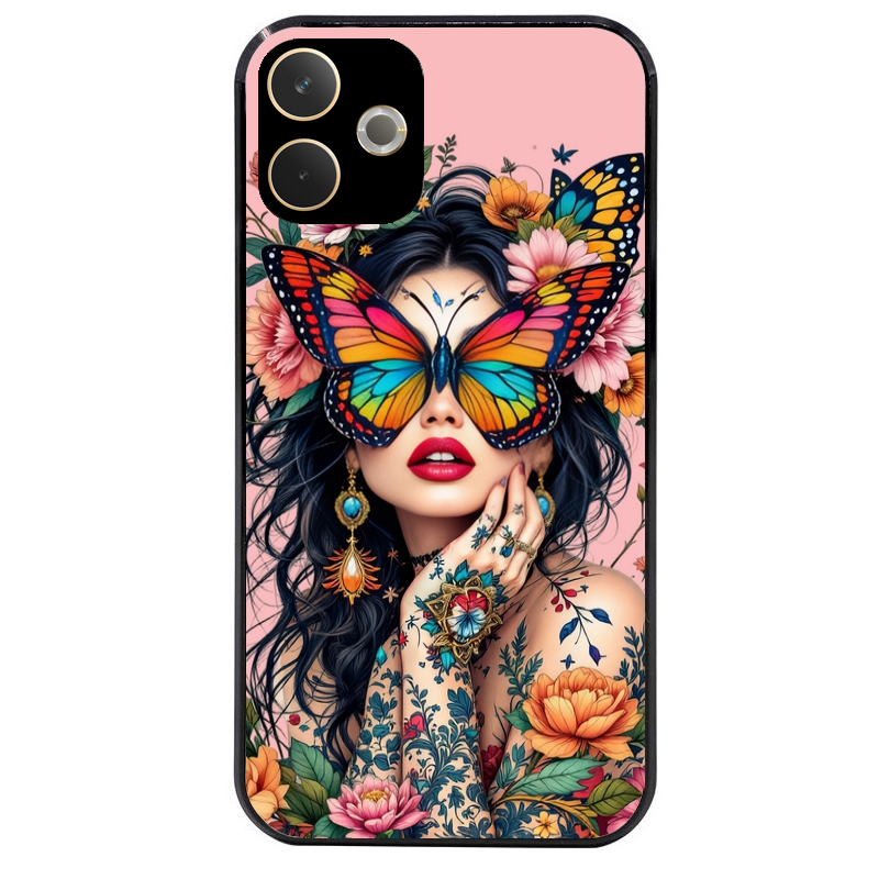 Coque noire taperso pour OPPO A5 PRO 4G et 5G avec motif femme papillon protection antichoc personnalisée