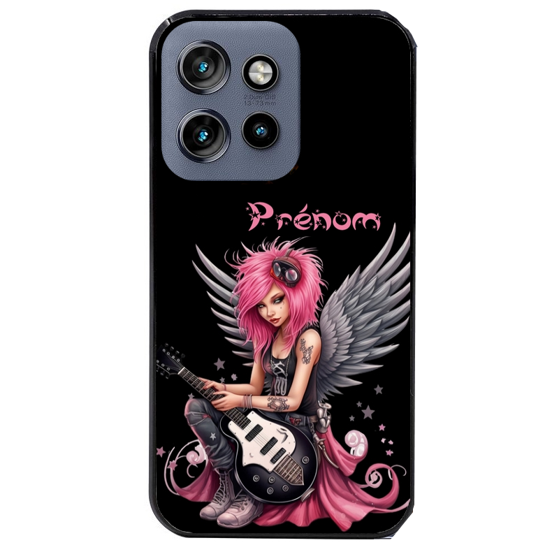 Coque noire taperso pour Moto Edge 60 et Neo Fusion Pro avec motif fee rock personnalisee protection antichoc personnalisée