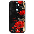 Coque noire taperso pour OPPO Reno 2 et 2Z avec motif fleur rouge avec prenom protection antichoc personnalisée