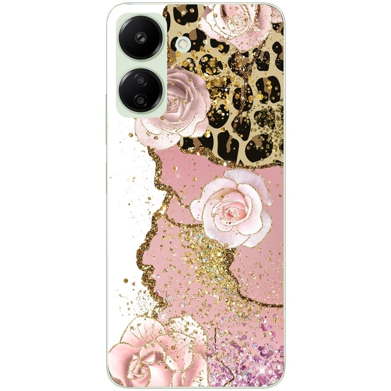 Coque taperso pour POCO C65 4G avec motif marbre fleur leopard protection antichoc personnalisée