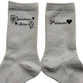 Chaussettes personnalisée paillettes argent motif maman chérie