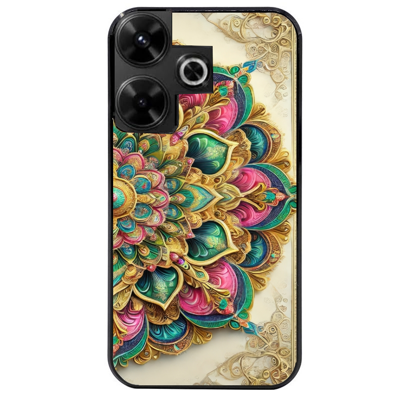 Coque noire taperso pour POCO M6 4G avec motif mandala 3 protection antichoc personnalisée