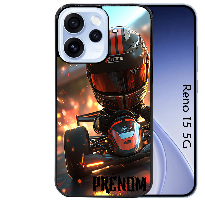 Coque noire taperso pour OPPO Reno 15 et F FS 5G avec motif karting f1 personnalisee protection antichoc personnalisée