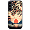 Coque noire taperso pour galaxy A06 A16 A26 A36 A56 avec motif japan cerisier protection antichoc personnalisée
