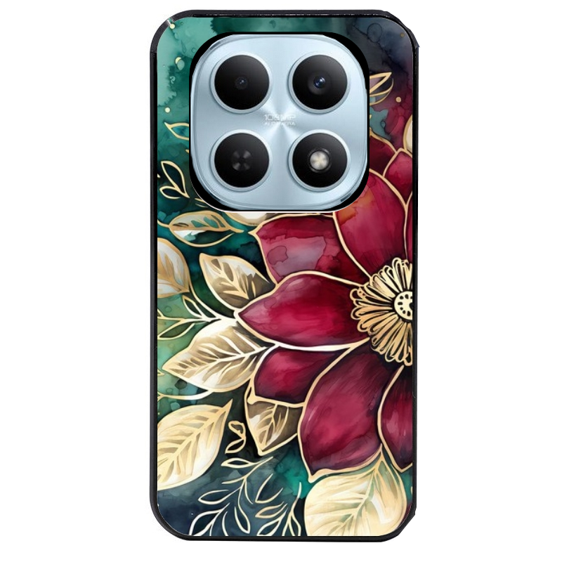 Coque noire taperso pour POCO M8 5G et PRO 5G avec motif fleur poinsettia style noel protection antichoc personnalisée