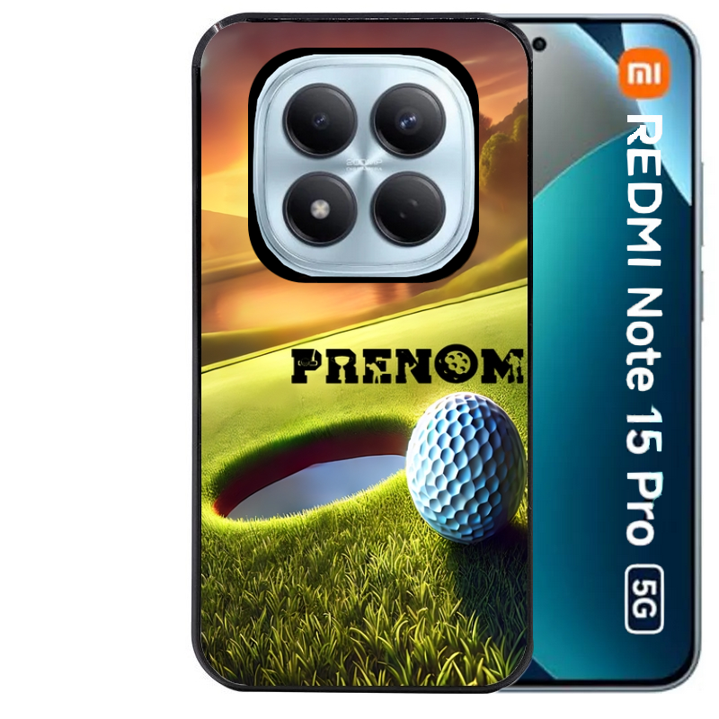 Coque noire taperso pour Redmi Note 15 et PRO PLUS 4G 5G avec motif golf personnalisee protection antichoc personnalisée