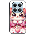 Coque noire taperso pour POCO M8 5G et PRO 5G avec motif chat noeud et coeur protection antichoc personnalisée