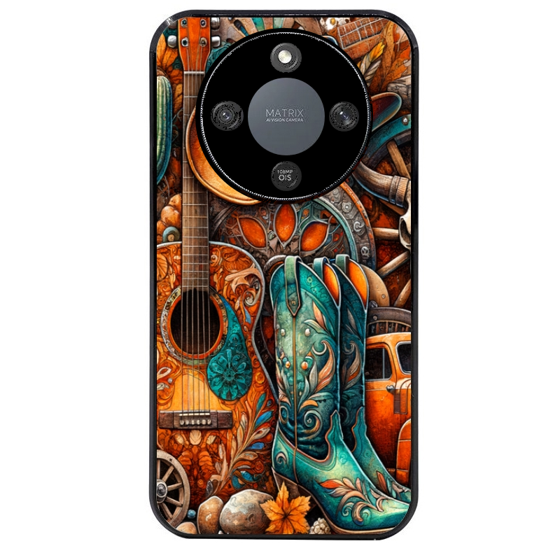 Coque noire taperso pour Magic 5 6 LITE et PRO avec motif cow boy et texas automne protection antichoc personnalisée