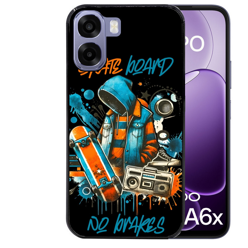 Coque noire taperso pour OPPO A6 A6X 4G et 5G avec motif skate board protection antichoc personnalisée