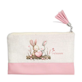 Pochette personnalisée motif lapin love en toile et simili cuir personnalisée