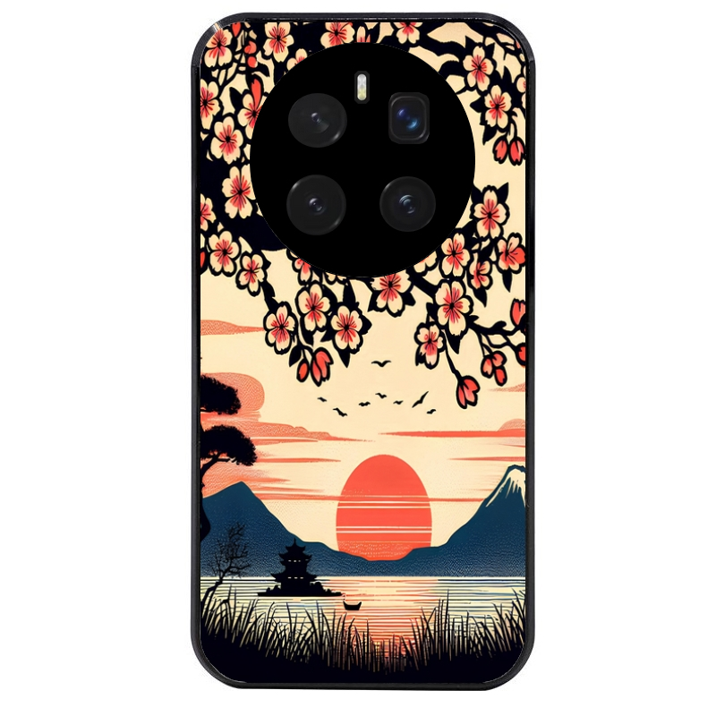 Coque noire taperso pour Magic 7 LITE et PRO avec motif japan cerisier protection antichoc personnalisée