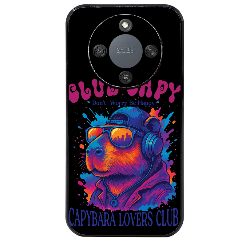 Coque noire taperso pour Magic 5 6 LITE et PRO avec motif capybara club protection antichoc personnalisée