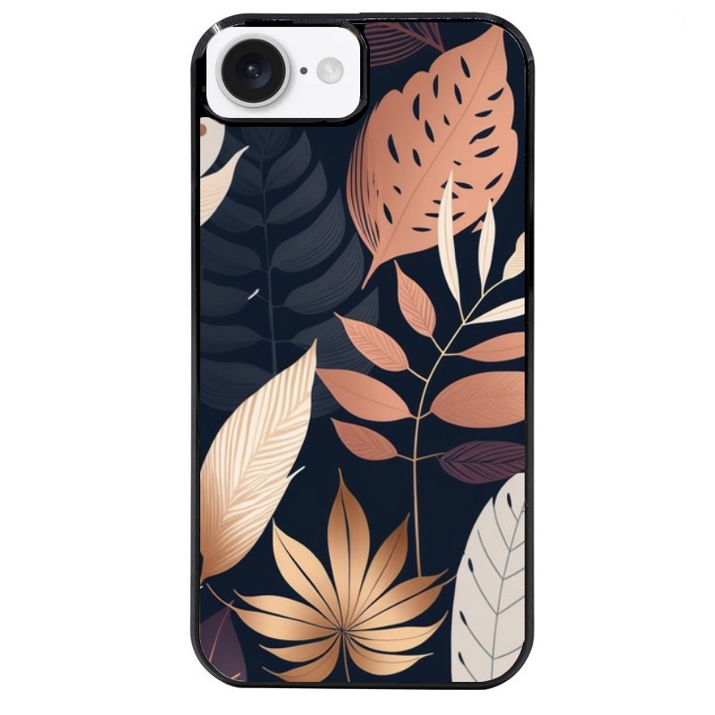 Coque noire taperso pour Iphone 16 16E PLUS MAX PRO avec motif jungle et feuilles protection antichoc personnalisée