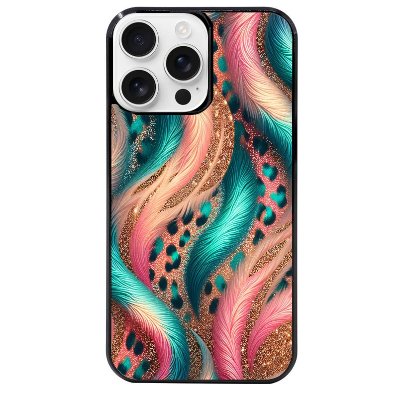 Coque noire taperso pour Iphone 16 16E PLUS MAX PRO avec motif effet fourrure leopard 2 protection antichoc personnalisée