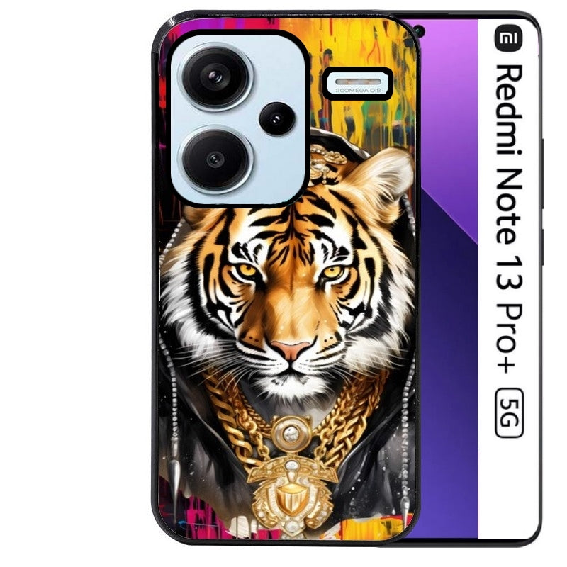 Coque noire taperso pour Redmi Note 13 PRO PLUS 5G avec motif tigre style hip hop protection antichoc personnalisée