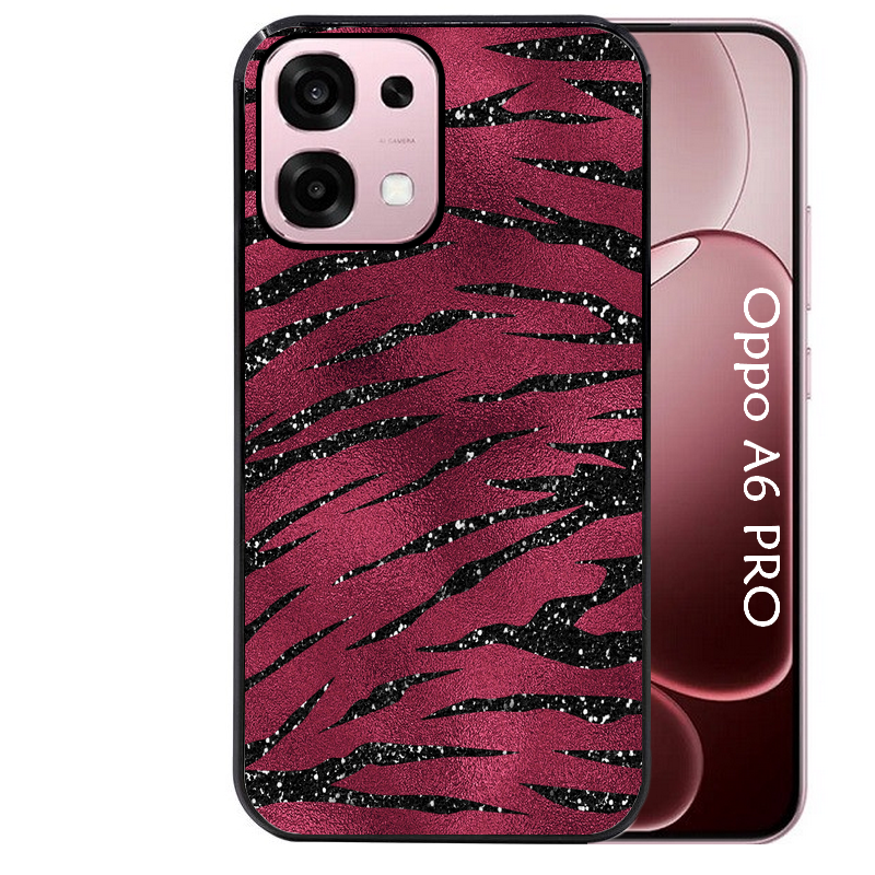 Coque noire taperso pour OPPO A6 PRO 4G et 5G avec motif zebre grenat protection antichoc personnalisée
