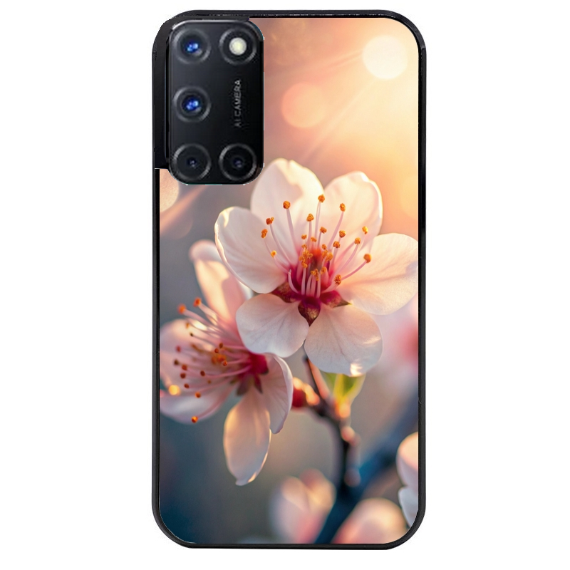 Coque noire taperso pour OPPO A72 4G avec motif fleur de cerisier protection antichoc personnalisée