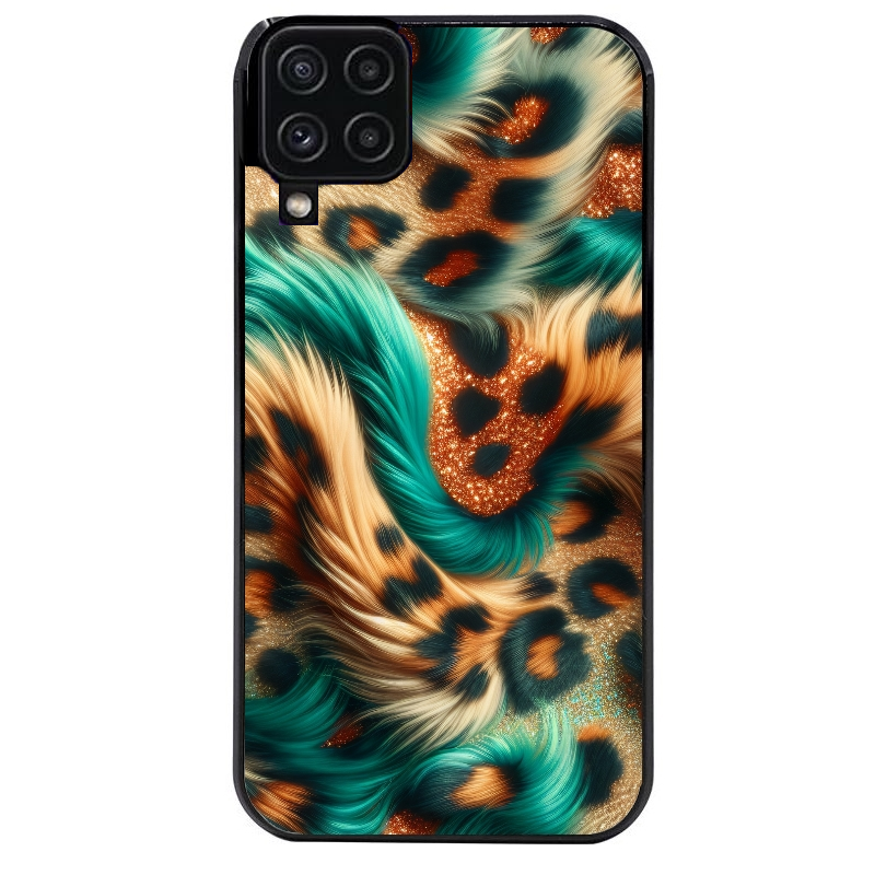 Coque noire taperso pour galaxy A22 A32 A52 A52S 4G 5G  avec motif effet fourrure leopard 3 protection antichoc personnalisée