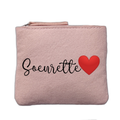 Porte monnaie personnalisé motif soeur soeurette rose clair en feutrine en feutrine