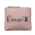 Porte monnaie personnalisé motif reveuse rose clair en feutrine en feutrine