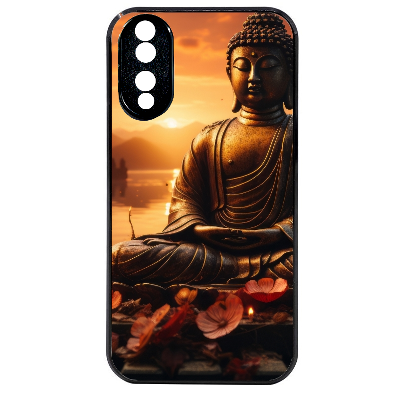 Coque noire taperso pour Honor 70 LITE 90 et LITE avec motif bouddha et soleil protection antichoc personnalisée