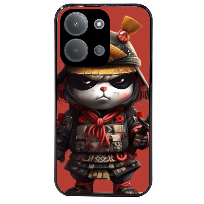 Coque noire taperso pour POCO C85 avec motif panda et samourai protection antichoc personnalisée