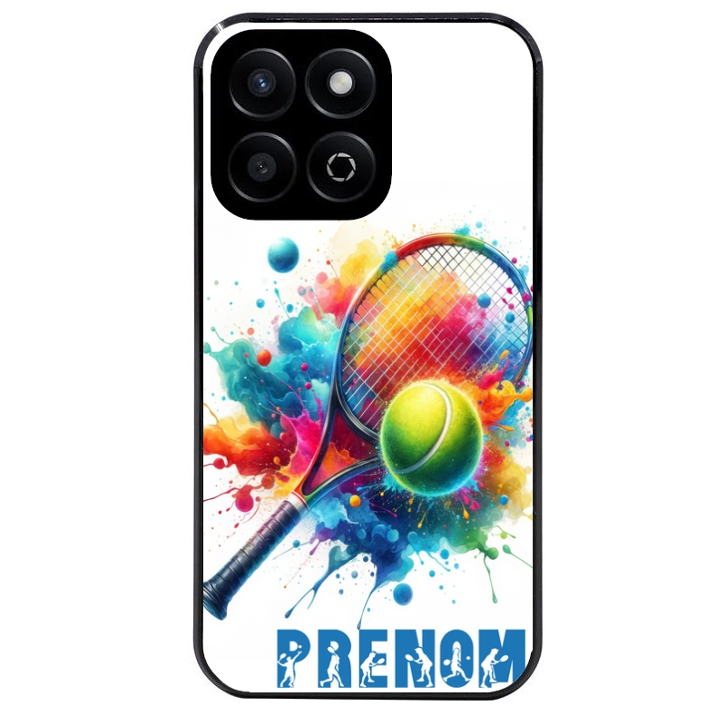 Coque noire taperso pour Honor 70 LITE 90 et LITE avec motif tennis raquette personnalisee protection antichoc personnalisée