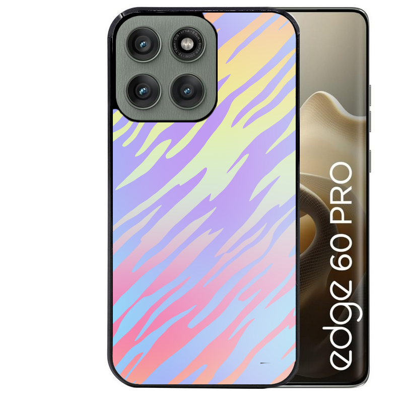 Coque noire taperso pour Moto Edge 60 et Neo Fusion Pro avec motif zebre pastel protection antichoc personnalisée
