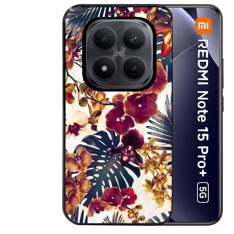 Coque noire taperso pour Redmi Note 15 et PRO PLUS 4G 5G avec motif jungle couleurs d'automne protection antichoc personnalisée
