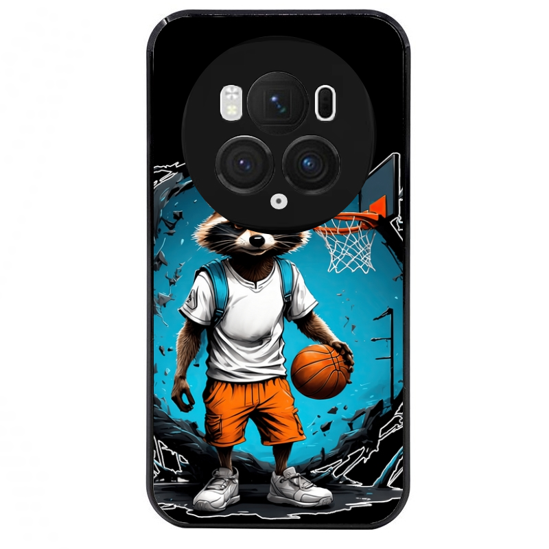 Coque noire taperso pour Magic 5 6 LITE et PRO avec motif basket racoon protection antichoc personnalisée