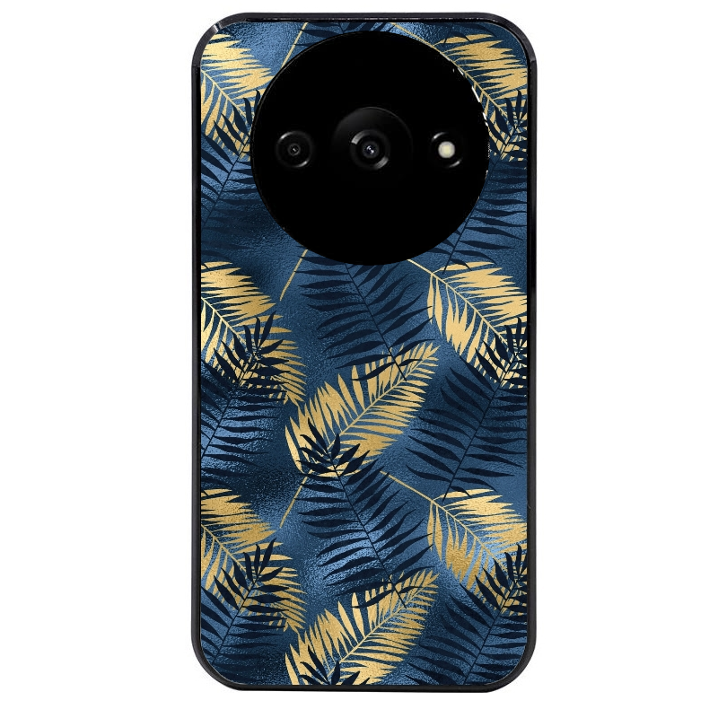 Coque noire taperso pour Redmi A3 avec motif palmier bleu protection antichoc personnalisée