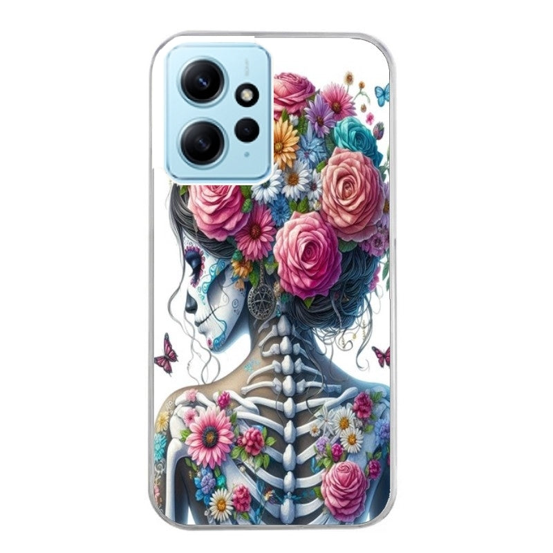 Coque taperso pour POCO X5 5G avec motif tete de mort calavera papillon protection antichoc personnalisée